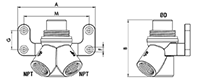 3/4 to 2-1/2 Inch (in) Nominal Diameter Aluminum Compressed Air 45 Degree Threaded Wall Brackets (AN8984202504) - 2